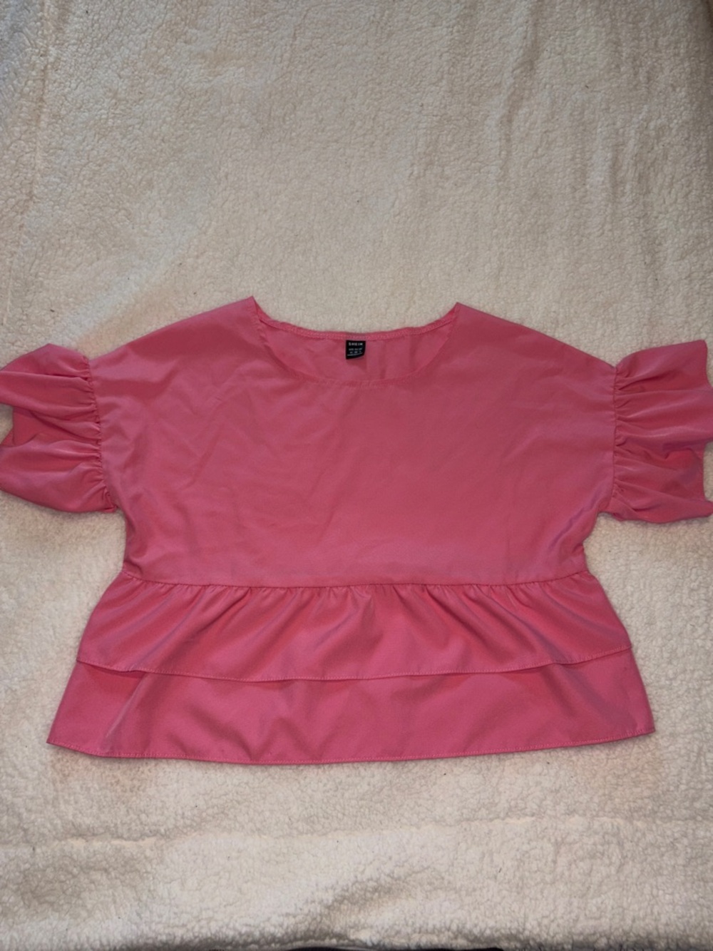 SHEIN Coral Pink Blouse with Stitch Detail